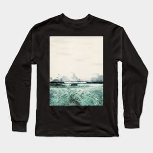 Monterey Bay Crashing Waves Digital Watercolor 2021 Long Sleeve T-Shirt